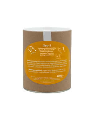 Pro-5 mieszanka odwłóknionych i zmikronizowanych ziół dla regulacji i wspomagania działania układu trawiennego.